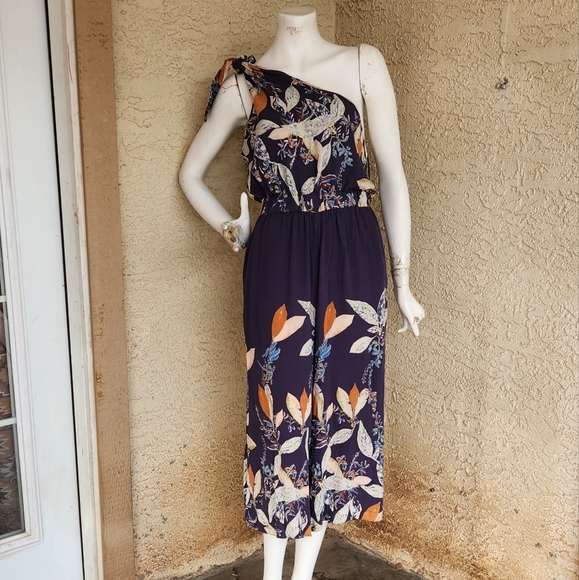 Free People Island Time Denim Blue Print Midi Jumpsuit - Picture 3 of 6